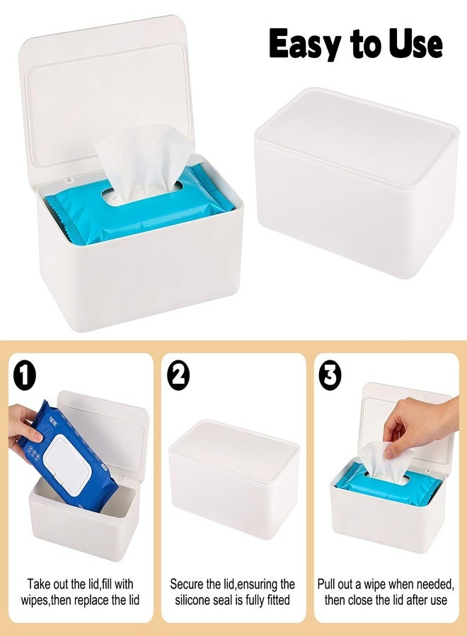 FMOACEN 2 Pack Wipes Dispenser Compatible with Cottonelle Flushable, Refillable Wipe Holder with Sealing Lid, Keeps Wipes Clean and Fresh, Non-Slip Wipe Container White Storage Box for Home Car Office - Image 4